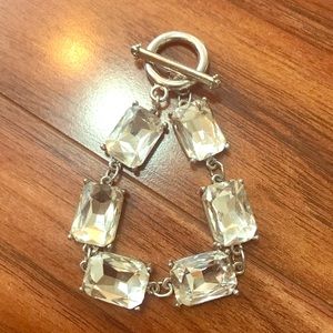 Clear glass beads and silver bracelet